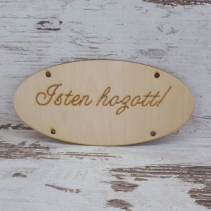 Isten Hozott ovál fa tábla 20x10cm